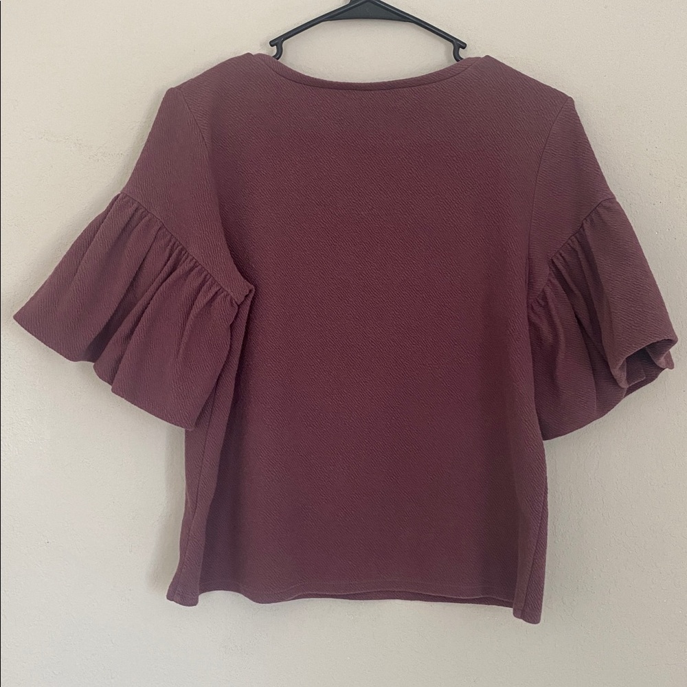 Express Plum Ruffle Sleeve Blouse - Picture 8 of 10